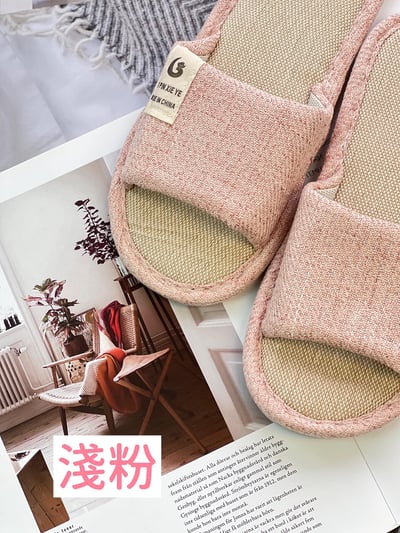 日系純色棉麻拖鞋2