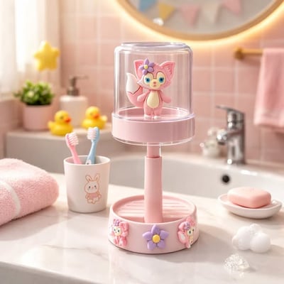 可愛卡通防塵牙刷杯架1