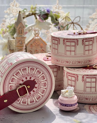 法式巴洛克建築圓型手提禮盒1