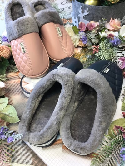 質感皮革保暖居家拖鞋3