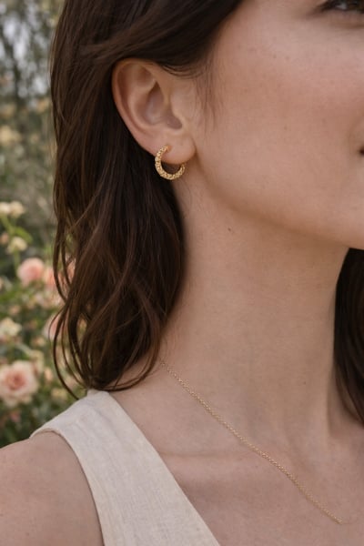 法式錘紋小圓圈耳環｜單只1