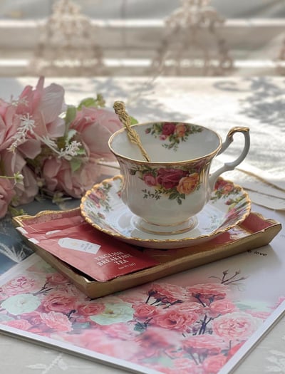 義大利佛羅倫斯手繪玫瑰小茶盤4
