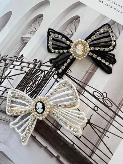 正韓飾品-古典仕女蝴蝶結髮夾1