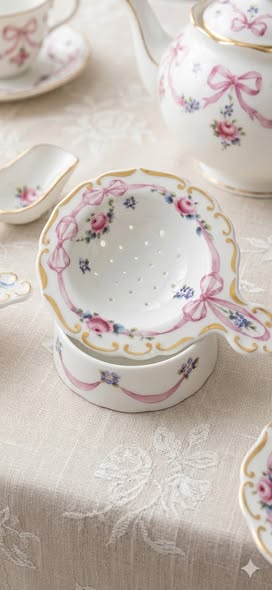粉色緞帶濾茶器兩件組3
