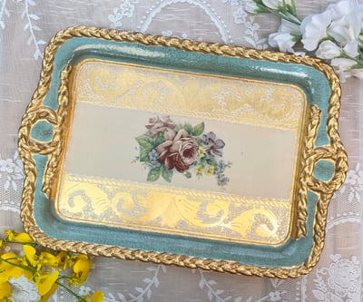 義大利佛羅倫斯手工玫瑰長方繩結托盤3