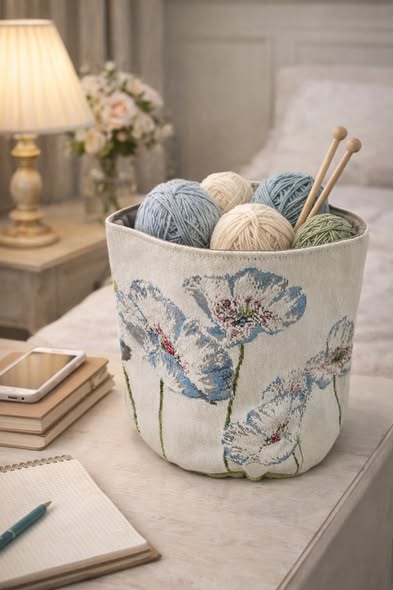 歐洲ADL刺繡圓筒收納籃4