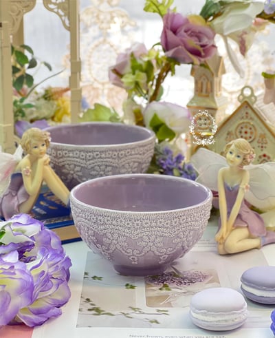 法式蕾絲鑲邊瓷碗1