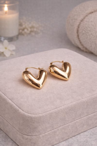 法式金色心形耳環1