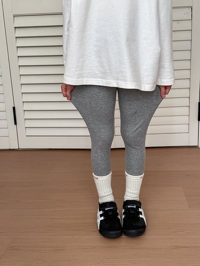 素色坑條彈力內搭褲4