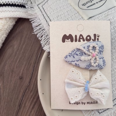 清新藍色布藝髮飾7