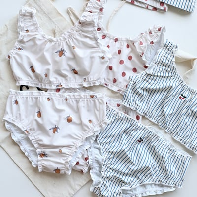 女童兩件式泳衣含泳帽1