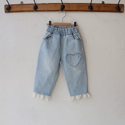 愛心蕾絲花邊柔軟牛仔褲1