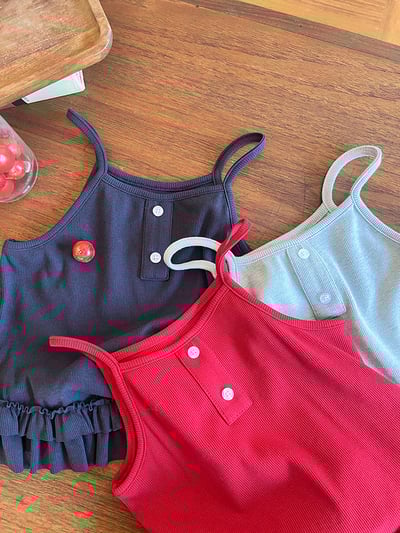 彈力羅紋花邊背心7