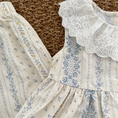 清新小碎花蕾絲領兩件套裝6