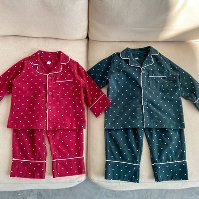 純棉波點長袖家居服4