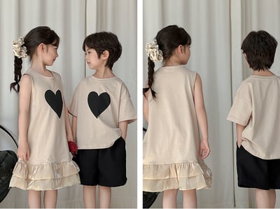 卡其黑色愛心親子裝7