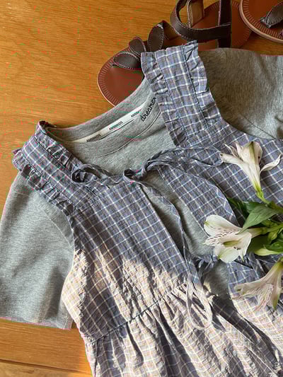 花邊格子綁帶背心上衣兩件套裝6