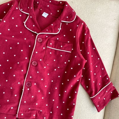 純棉波點長袖家居服6