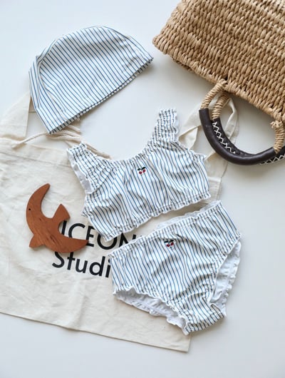 女童兩件式泳衣含泳帽2