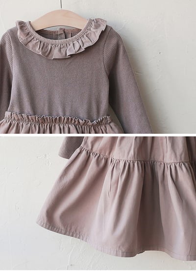 花邊領拼接洋裝-尺寸1207