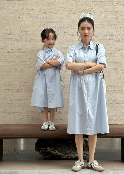 淡藍襯衫系親子裝2