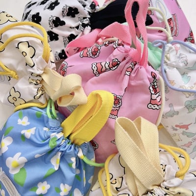 印花手提束口收納袋(幼兒園鞋袋)5色7