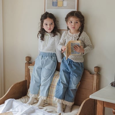 愛心蕾絲花邊柔軟牛仔褲2