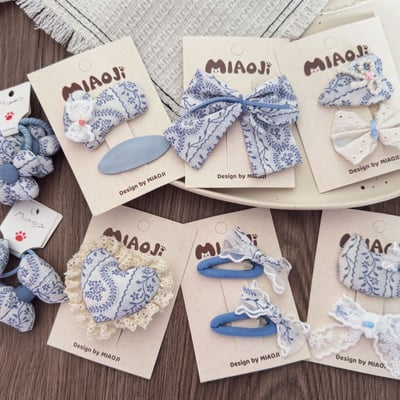 清新藍色布藝髮飾1