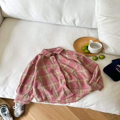粉紅格子襯衫1