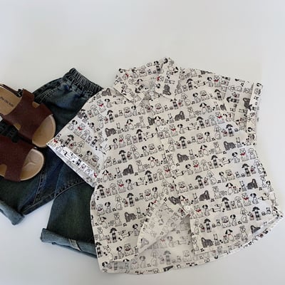 手繪風小狗朋友們襯衫2