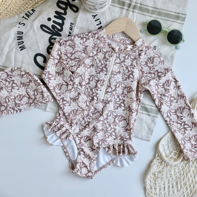 女童長袖拉鍊泳衣含帽5