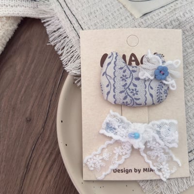 清新藍色布藝髮飾6