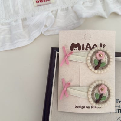 甜美粉色碎花髮夾5