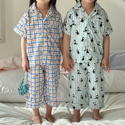 夏季薄款短袖上衣九分褲家居服1