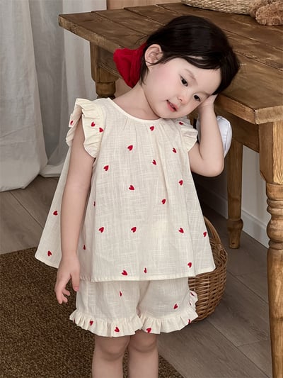 愛心飛袖無袖短褲套裝3