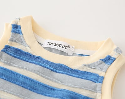 水藍條紋背心連身裙母女裝8