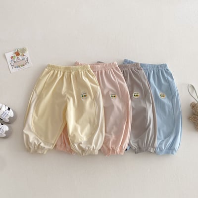 拼接網眼彈性休閒薄長褲1