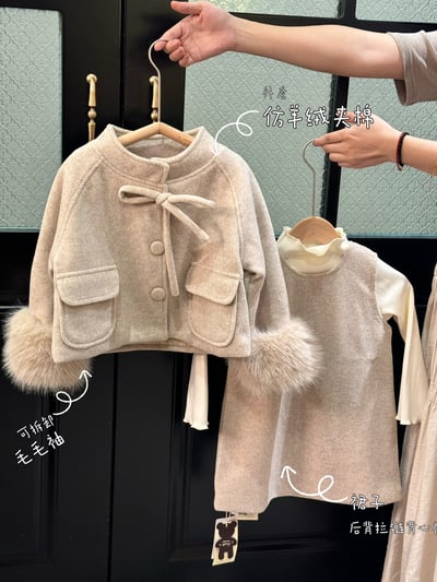 毛呢外套背心裙套裝2