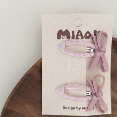 馬卡龍細織帶蝴蝶結髮夾 髮繩7