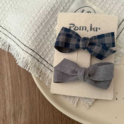 灰藍系格紋髮夾6