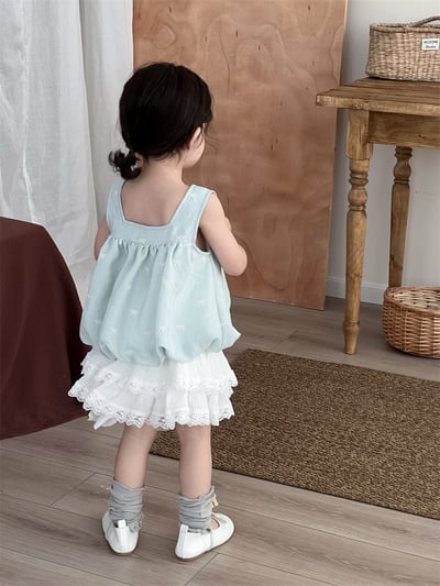 蝴蝶結刺繡方領娃娃衫5