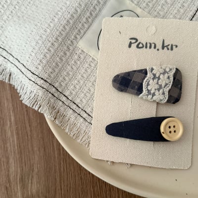 灰藍系格紋髮夾4