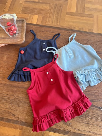 彈力羅紋花邊背心8