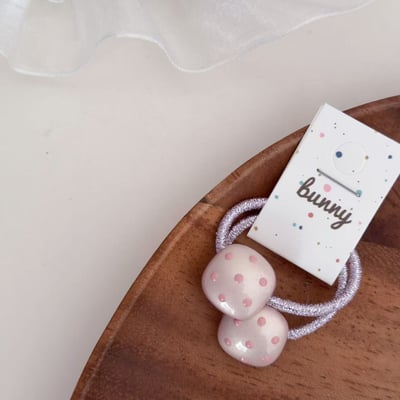 玫瑰粉波點髮飾6