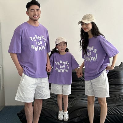 紫色字母短袖T恤親子裝2