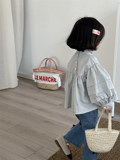 花邊立領蓬袖娃娃上衣3