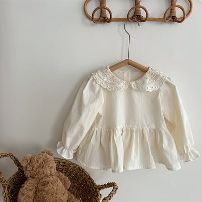 蕾絲領荷葉娃娃衫4