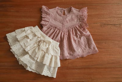 甜美花邊簍空飛袖上衣7