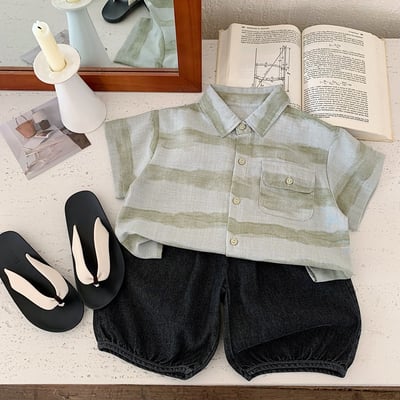 渲染條紋透氣襯衫2