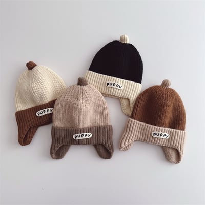 日系配色針織護耳帽1